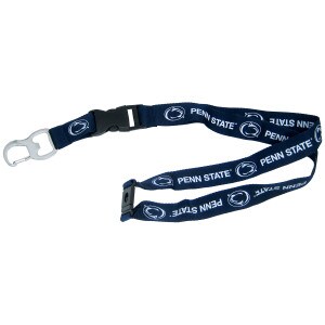 navy lanyard with repeating Penn State and Athletic Logos, bottle opener